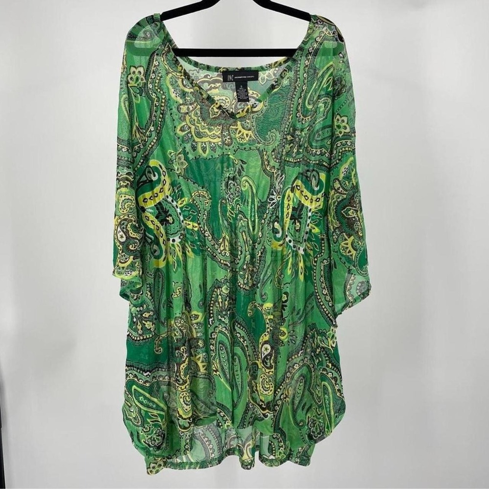 Y2K Women's Boho Paisley Sheer Cover Up Top S Oversized Maximalist Travel Swim
